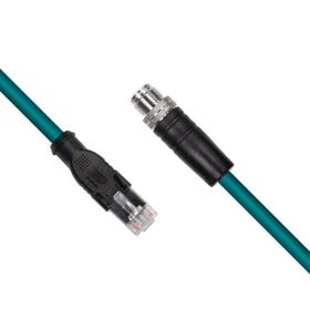 Ethernet cable, M12X - RJ45 plugs, 3m